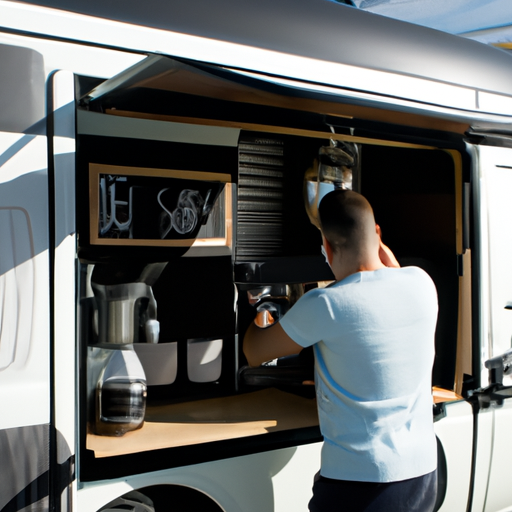 setting up a mobile coffee van